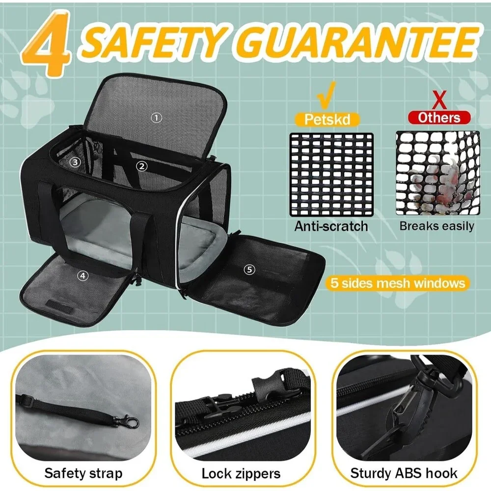 Petskd Pet Carrier 17x12x8.5 JetBlue Allegiant Airline Approved,Pet Travel NEW - Picture 5 of 9